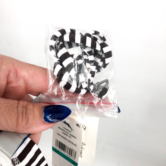 TOMMY BAHAMA Women Breaker Bay One-Piece Swimsuit Size 16 Brown White Stripe NWT - Picture 8 of 11